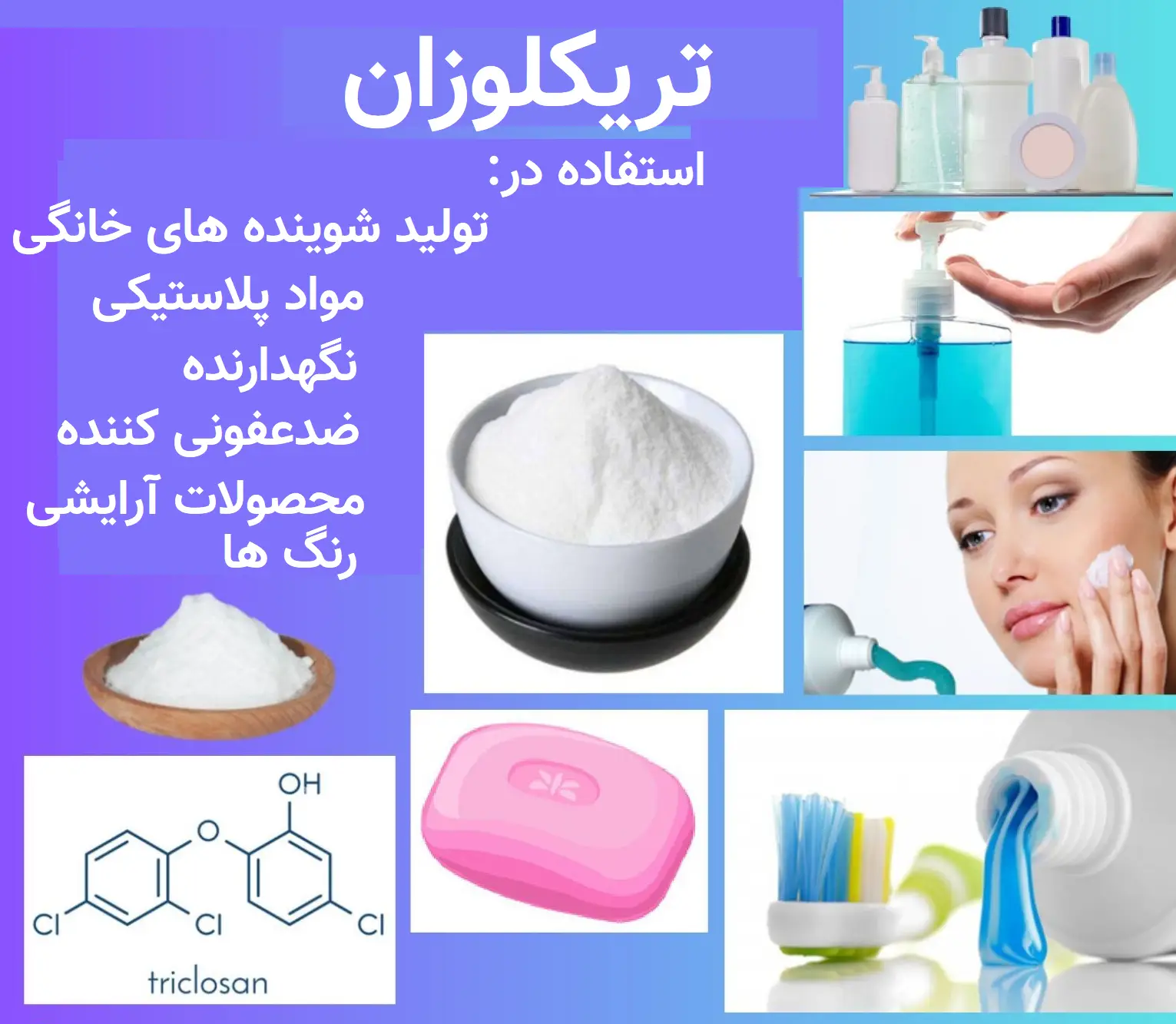 تریکلوزان : رایج‌ترین ترکیبات ضد باکتری