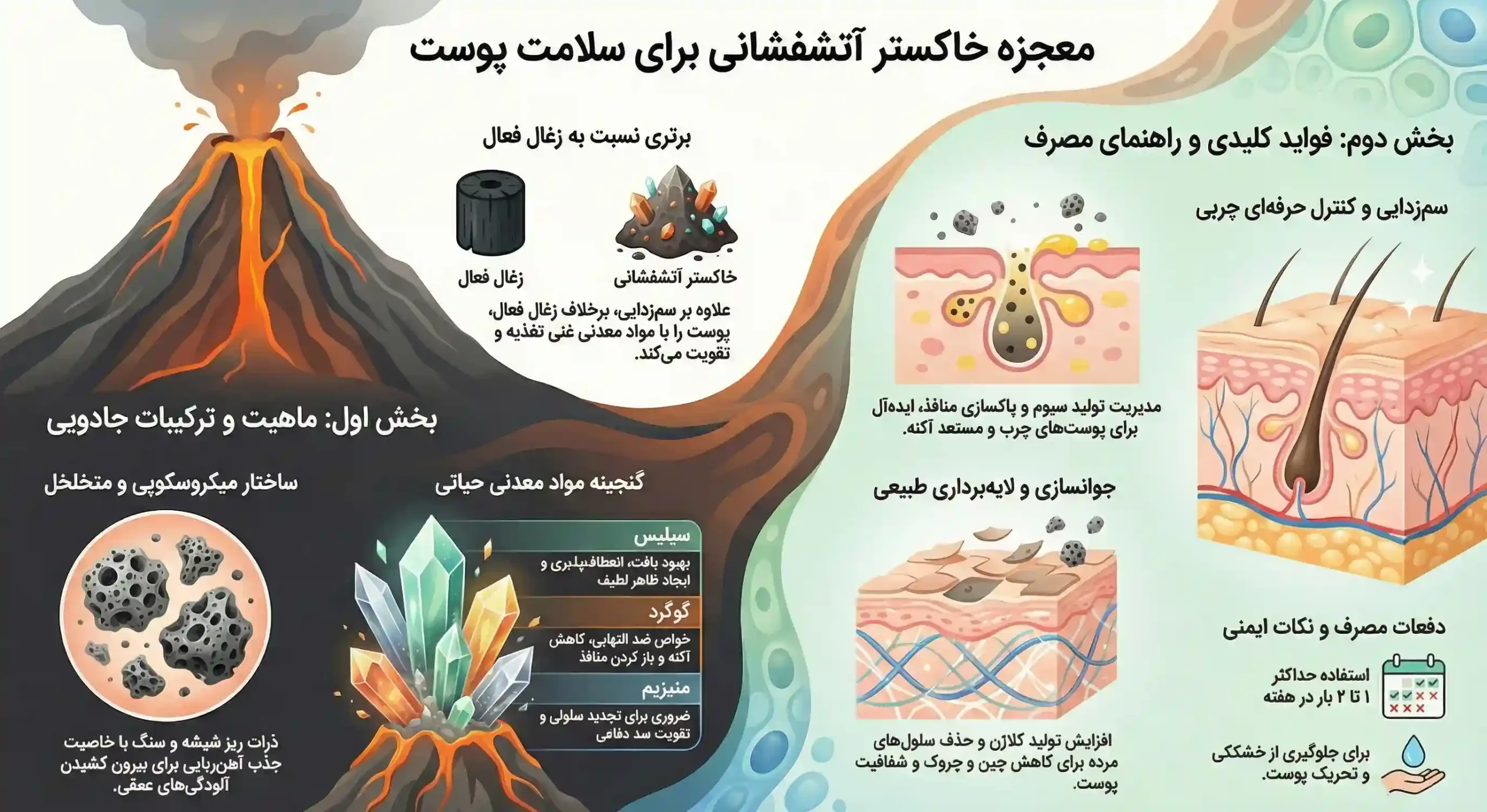 اینفوگرافیک فواید خاکستر آتشفشانی