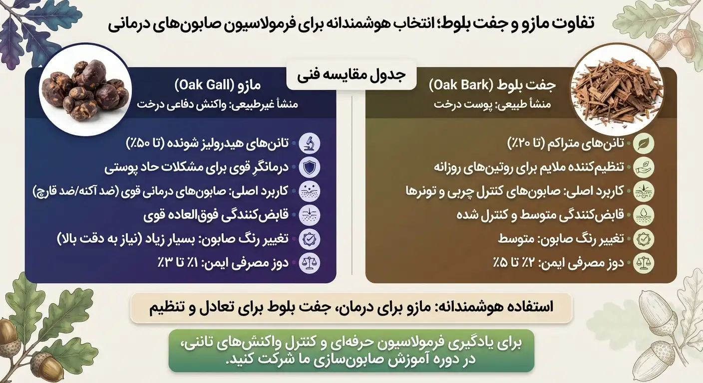 تفاوت جفت بلوط و مازو در صابون سازی تفاوت جفت بلوط و مازو در صابون سازی
