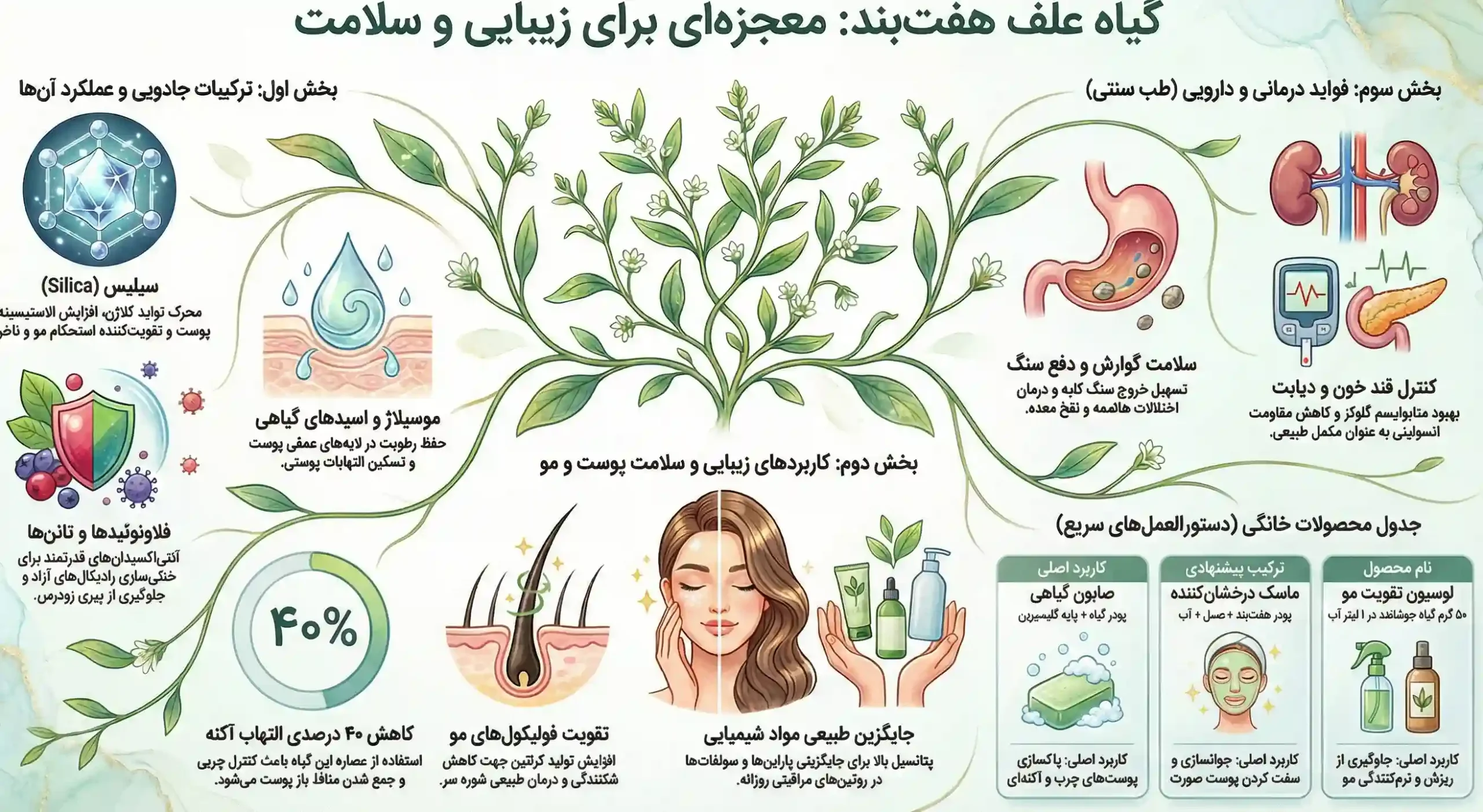 اینفوگرافیک فواید علف هفت بند