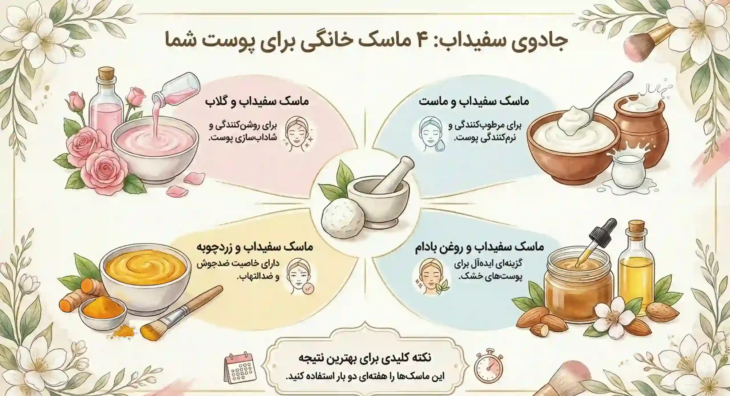 فواید انواع ماسک سفیداب ارایه